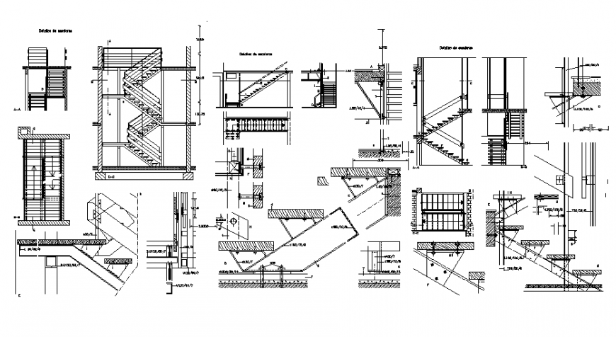  Brick wall stairway plan and section autocad file